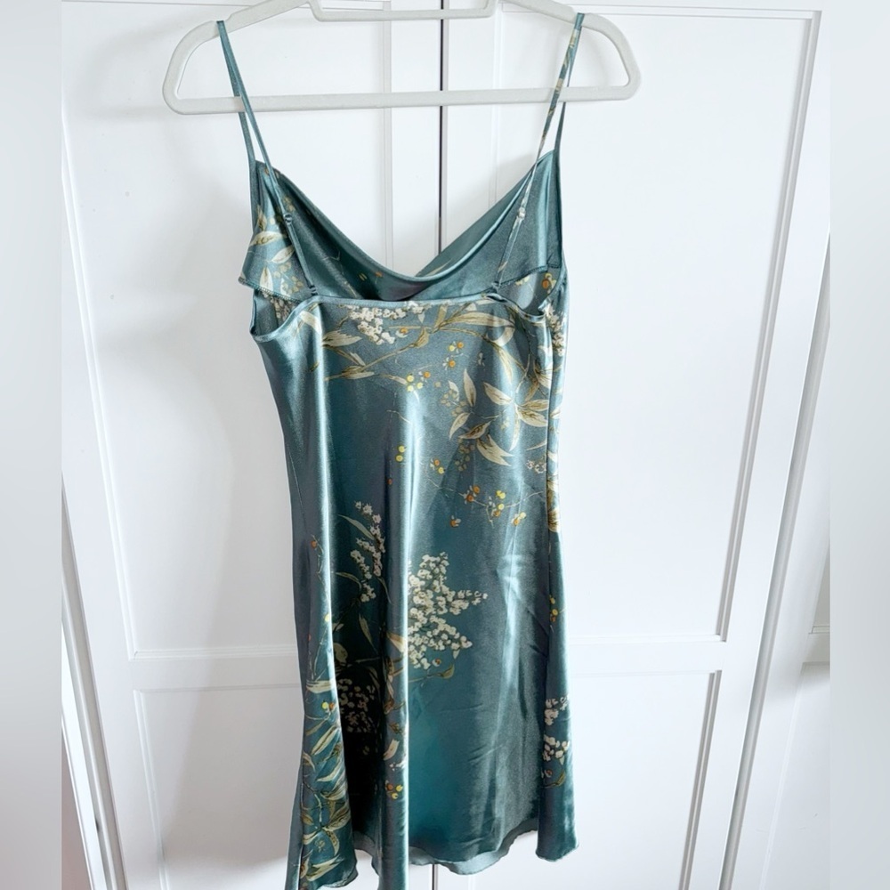 Floral Print Satin Slip Dress Sleepwear Cowl Neck Sz Medium - Picture 6 of 11